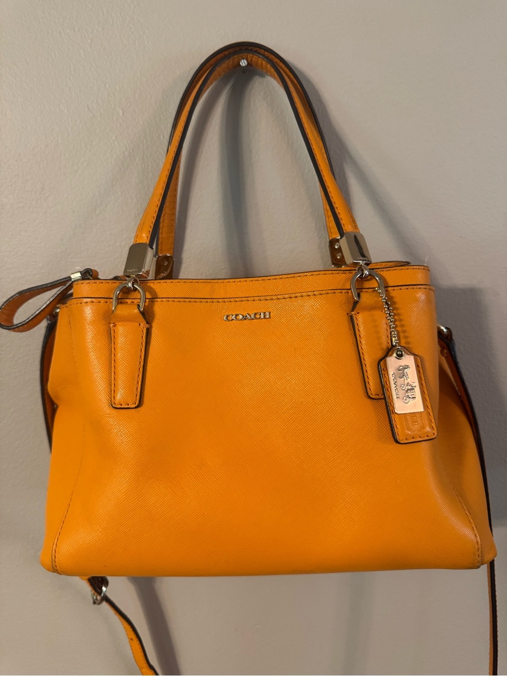 COACH Mini Christie CarryAll Orange Leather Tote Bag